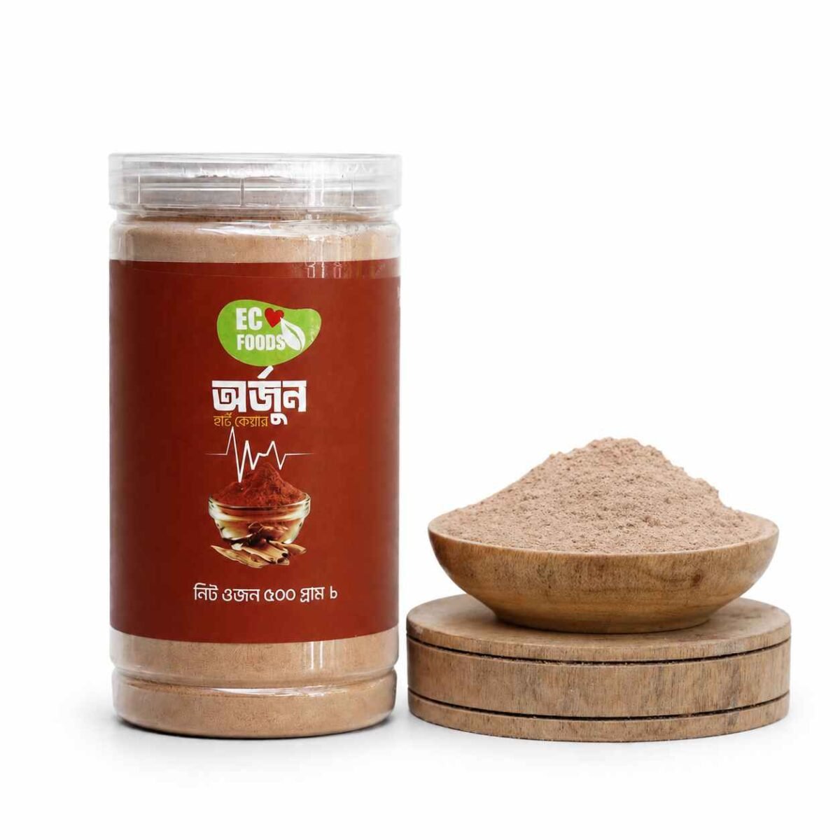 Arjun Powder 500 G jar with bowl of powder - Eco Foods