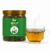 Pudina Mint Tea 50 G jar with brewed cup of mint tea - Eco Foods